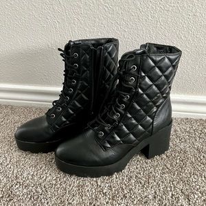 Black Heeled Combat Boot Size 10